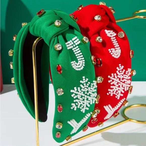 Green Christmas Rhinestone Joy Headband - Picture 2 of 4